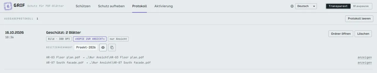 Ausgabeprotokoll