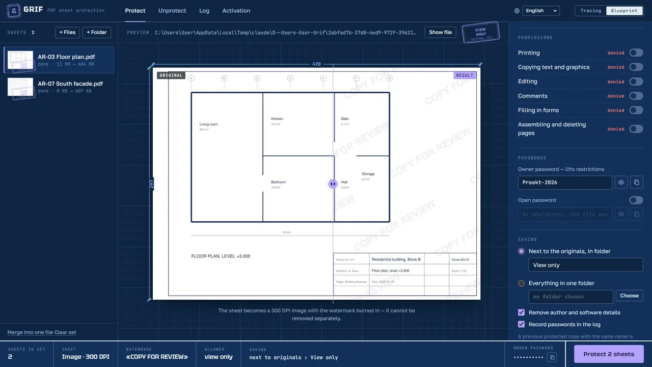 The dark Blueprint theme
